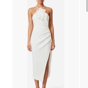 Elliatt Janelle Floral Appliqué Halter Neck Cocktail Midi Dress